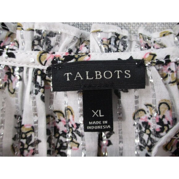 Talbots Womens Sleeveless Floral Blouse XL - Cotton & Polyester Blend - Picture 2 of 8